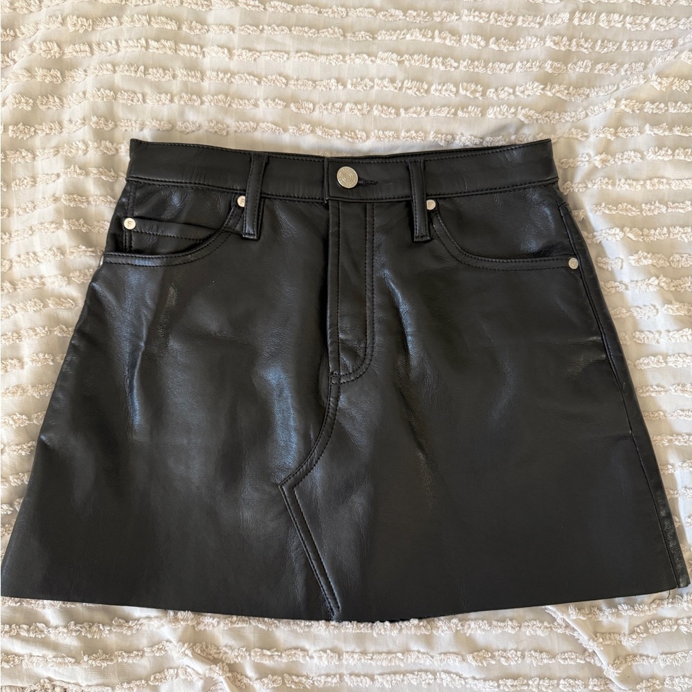 Frame Leather Mini Skirt